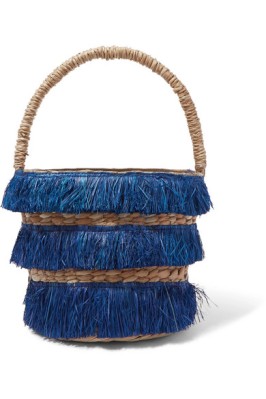 kék rojtos kerek designer táska