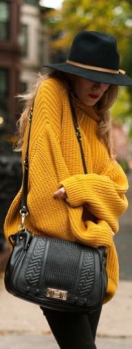 mustár sárga kötött pulóver